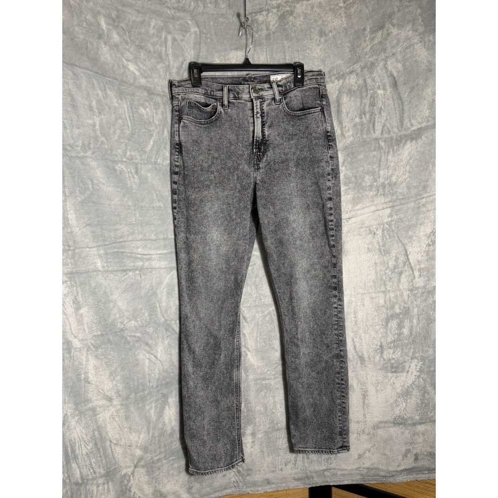 Gap Vintage Slim High Rise Jeans Grey Acid Wash Denim Womens 31 12 Tall 3152